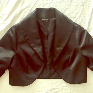 WHBM Short Satin Cocktail Jacket (Black)